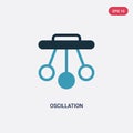Two color oscillation vector icon from science concept. isolated blue oscillation vector sign symbol can be use for web, mobile