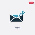 Two color outbox vector icon from message concept. isolated blue outbox vector sign symbol can be use for web, mobile and logo. Royalty Free Stock Photo