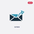Two color outbox vector icon from message concept. isolated blue outbox vector sign symbol can be use for web, mobile and logo.