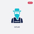 Two color outlaw vector icon from desert concept. isolated blue outlaw vector sign symbol can be use for web, mobile and logo. eps Royalty Free Stock Photo