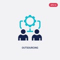 Two color outsourcing vector icon from general concept. isolated blue outsourcing vector sign symbol can be use for web, mobile