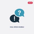 Two color oval speech bubble vector icon from shapes concept. isolated blue oval speech bubble vector sign symbol can be use for