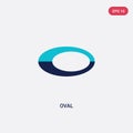 Two color oval vector icon from geometric figure concept. isolated blue oval vector sign symbol can be use for web, mobile and