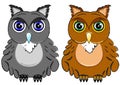 Two color Owls, objects isolated Royalty Free Stock Photo