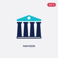Two color pantheon vector icon from history concept. isolated blue pantheon vector sign symbol can be use for web, mobile and logo