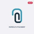 Two color paperclip attachment vector icon from miscellaneous concept. isolated blue paperclip attachment vector sign symbol can