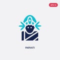 Two color parvati vector icon from india concept. isolated blue parvati vector sign symbol can be use for web, mobile and logo.