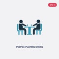 Two color people playing chess vector icon from recreational games concept. isolated blue people playing chess vector sign symbol Royalty Free Stock Photo