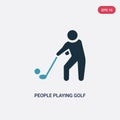 Two color people playing golf vector icon from recreational games concept. isolated blue people playing golf vector sign symbol Royalty Free Stock Photo