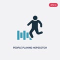 Two color people playing hopscotch vector icon from recreational games concept. isolated blue people playing hopscotch vector sign