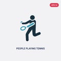 Two color people playing tennis vector icon from recreational games concept. isolated blue people playing tennis vector sign