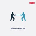 Two color people playing tug of war vector icon from recreational games concept. isolated blue people playing tug of war vector