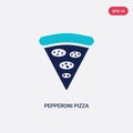 Two color pepperoni pizza vector icon from bistro and restaurant concept. isolated blue pepperoni pizza vector sign symbol can be