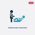 Two color person giving assistance vector icon from people concept. isolated blue person giving assistance vector sign symbol can Royalty Free Stock Photo