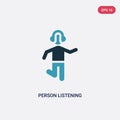 Two color person listening vector icon from people concept. isolated blue person listening vector sign symbol can be use for web,