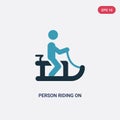 Two color person riding on sleigh vector icon from sports concept. isolated blue person riding on sleigh vector sign symbol can be