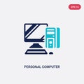 Two color personal computer vector icon from electronic devices concept. isolated blue personal computer vector sign symbol can be Royalty Free Stock Photo