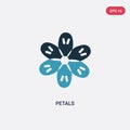 Two color petals vector icon from nature concept. isolated blue petals vector sign symbol can be use for web, mobile and logo. eps Royalty Free Stock Photo