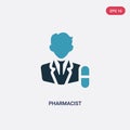 Two color pharmacist vector icon from professions concept. isolated blue pharmacist vector sign symbol can be use for web, mobile