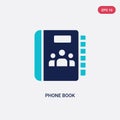 Two color phone book vector icon from content concept. isolated blue phone book vector sign symbol can be use for web, mobile and