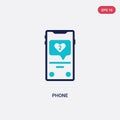 Two color phone vector icon from blogger and influencer concept. isolated blue phone vector sign symbol can be use for web, mobile