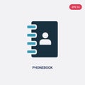 Two color phonebook vector icon from strategy concept. isolated blue phonebook vector sign symbol can be use for web, mobile and