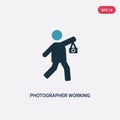 Two color photographer working vector icon from people concept. isolated blue photographer working vector sign symbol can be use Royalty Free Stock Photo