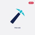 Two color pick axe vector icon from construction concept. isolated blue pick axe vector sign symbol can be use for web, mobile and