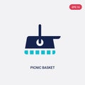 Two color picnic basket vector icon from autumn concept. isolated blue picnic basket vector sign symbol can be use for web, mobile