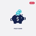 Two color piggy bank vector icon from digital economy concept. isolated blue piggy bank vector sign symbol can be use for web, Royalty Free Stock Photo