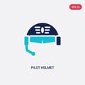 Two color pilot helmet vector icon from airport terminal concept. isolated blue pilot helmet vector sign symbol can be use for web