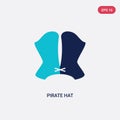 Two color pirate hat vector icon from fashion concept. isolated blue pirate hat vector sign symbol can be use for web, mobile and Royalty Free Stock Photo