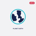Two color planet earth vector icon from delivery and logistic concept. isolated blue planet earth vector sign symbol can be use