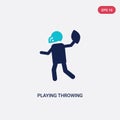 Two color playing throwing the ball in his hand vector icon from american football concept. isolated blue playing throwing the Royalty Free Stock Photo