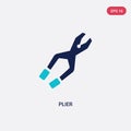 Two color plier vector icon from construction tools concept. isolated blue plier vector sign symbol can be use for web, mobile and