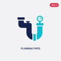 Two color plumbing pipes vector icon from construction concept. isolated blue plumbing pipes vector sign symbol can be use for web Royalty Free Stock Photo