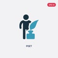 Two color poet vector icon from people skills concept. isolated blue poet vector sign symbol can be use for web, mobile and logo.