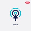 Two color pointer vector icon from cursor concept. isolated blue pointer vector sign symbol can be use for web, mobile and logo. Royalty Free Stock Photo
