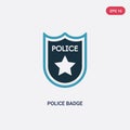 Two color police badge vector icon from law and justice concept. isolated blue police badge vector sign symbol can be use for web