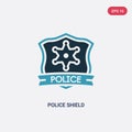 Two color police shield vector icon from security concept. isolated blue police shield vector sign symbol can be use for web,