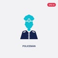 Two color policeman vector icon from history concept. isolated blue policeman vector sign symbol can be use for web, mobile and