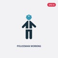 Two color policeman working vector icon from people concept. isolated blue policeman working vector sign symbol can be use for web