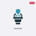 Two color politician vector icon from professions concept. isolated blue politician vector sign symbol can be use for web, mobile