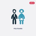 Two color politicians vector icon from political concept. isolated blue politicians vector sign symbol can be use for web, mobile