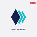 Two color polygonal rhomb vector icon from geometry concept. isolated blue polygonal rhomb vector sign symbol can be use for web,