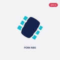 Two color pork ribs vector icon from culture concept. isolated blue pork ribs vector sign symbol can be use for web, mobile and