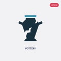 Two color pottery vector icon from stone age concept. isolated blue pottery vector sign symbol can be use for web, mobile and logo