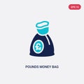 Two color pounds money bag vector icon from business concept. isolated blue pounds money bag vector sign symbol can be use for web Royalty Free Stock Photo