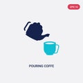 Two color pouring coffe vector icon from bistro and restaurant concept. isolated blue pouring coffe vector sign symbol can be use