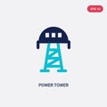 Two color power tower vector icon from industry concept. isolated blue power tower vector sign symbol can be use for web, mobile Royalty Free Stock Photo